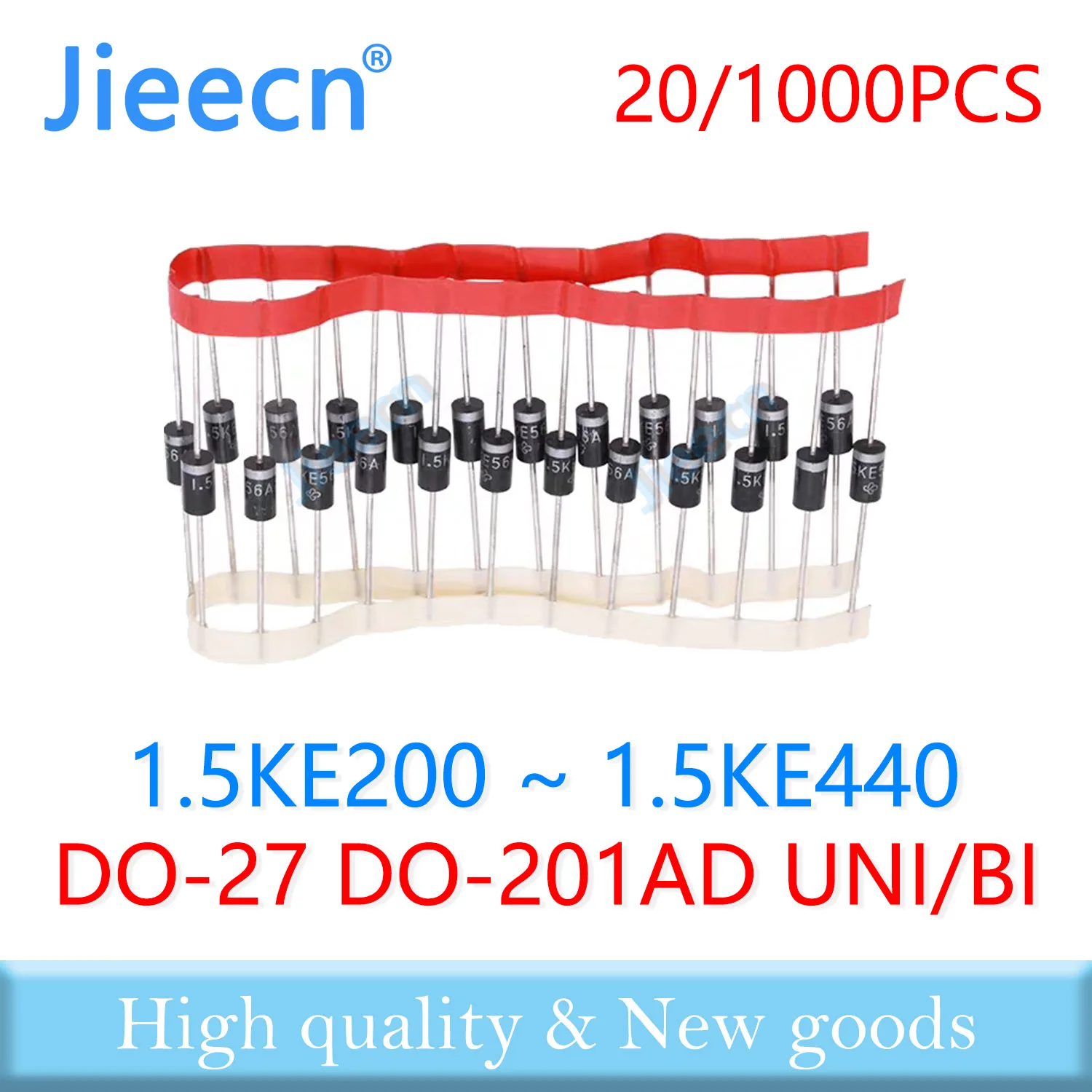 20PCS 1000PCS 1.5KE200 1.5KE220 1.5KE250 1.5KE300 1.5KE350 1.5KE400 1.5KE440 1.5KE200A 1.5KE400A DO-27 1.5KE TVS A CA BI UNI