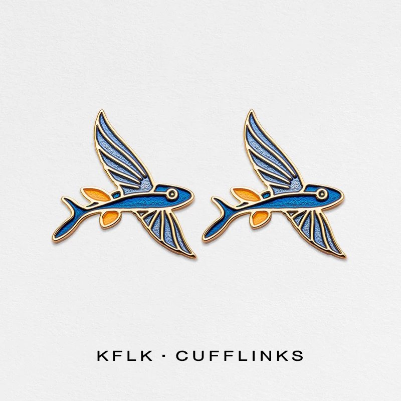

KFLK Flying Fish Design Shirt Wedding Cufflinks For Mens Women Gift Brand Cuff links Volador Buttons High Quality New Arrival
