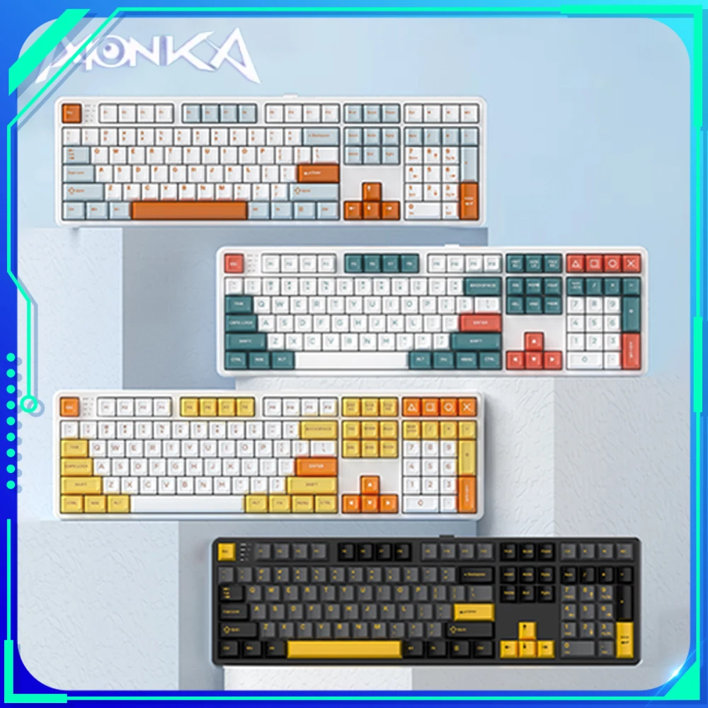 

Monka 3108 Mechanical Keyboard Three Mode RGB Wireless Gaming Keyboard Gasket Hot Swap Low Delay Pc Gamer Accessories Office Mac