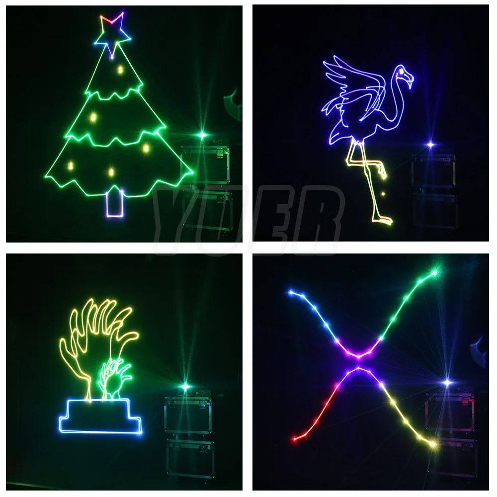 5W 6W 8W 10W Animation RGB Laser Projector 30Kpps Scanner Beam Laser Lighting Show Dj Disco Lamp Christmas Party Stage