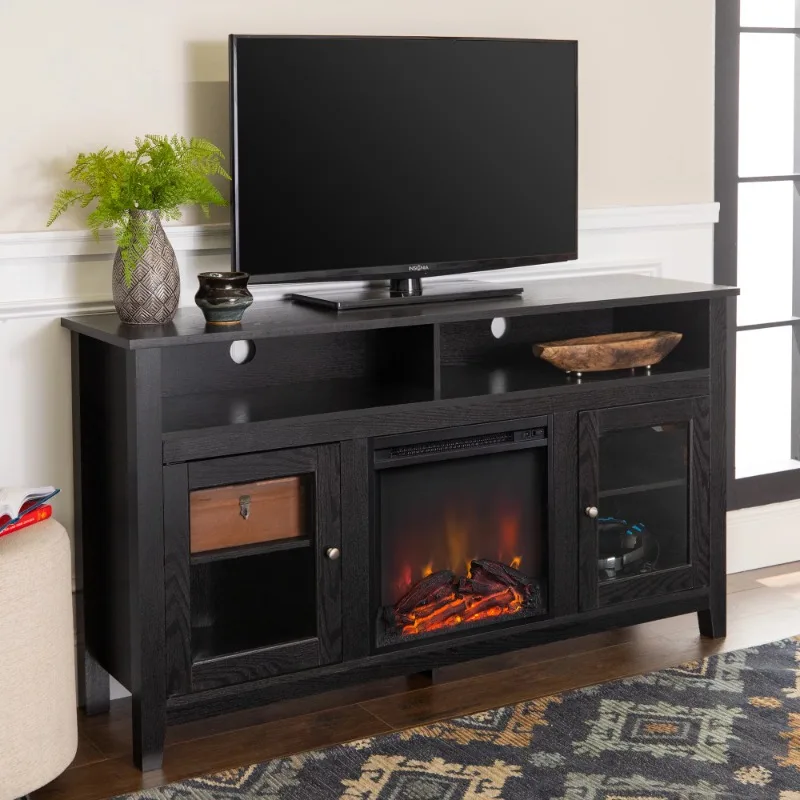 Woven Paths Highboy 2 Door Electric Fireplace TV Stand for TVs up to 65