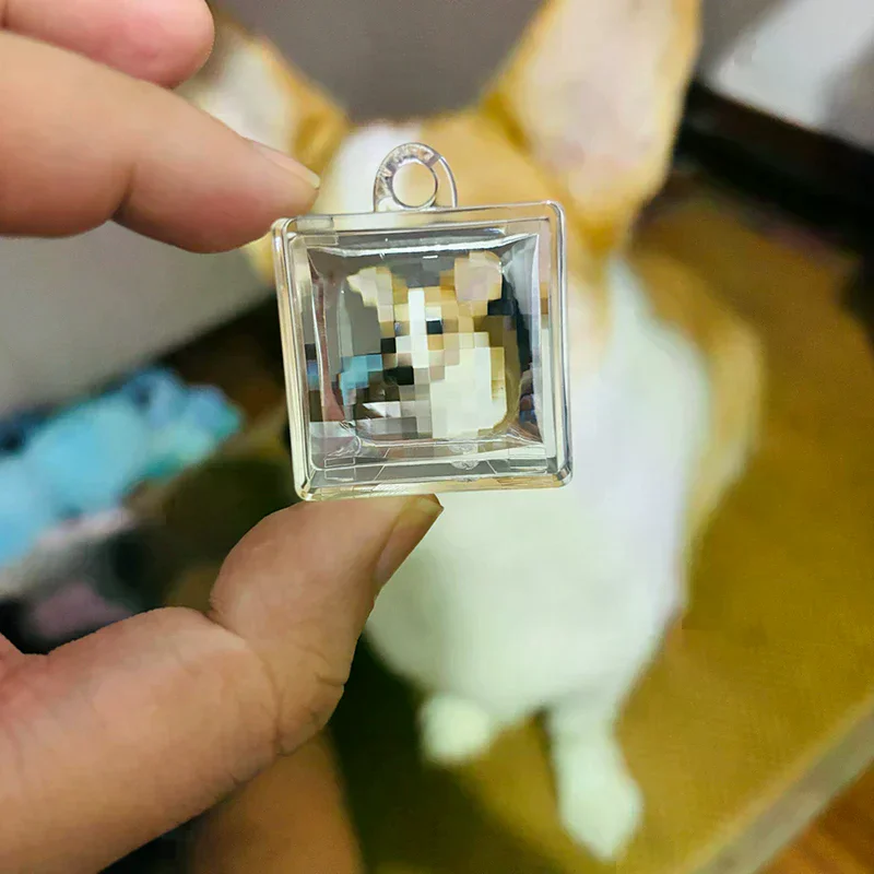 New 1PC Blank Acrylic Pixel Filter Keychain Clear Frame Keyring Couple Anniversary Graduation Bag Pendant DIY Accessories