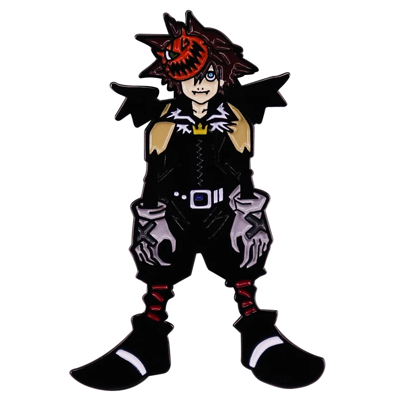 Máscara de calabaza niño Reino XX corazones Sora esmalte Pin broche insignia mochila Collar Pins sombrero joyería accesorios figura