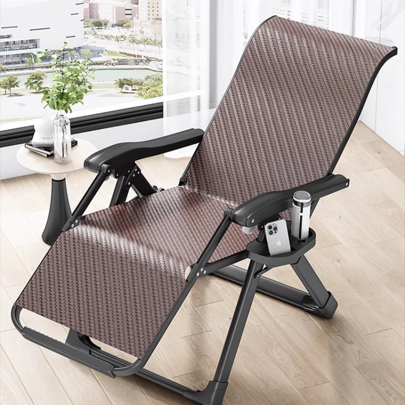 Heavy Duty Rattan Chair Foldable Zero Gravity Chair Capacity Wide Recliner for Elderly Patio Balcony Relaxation Chair