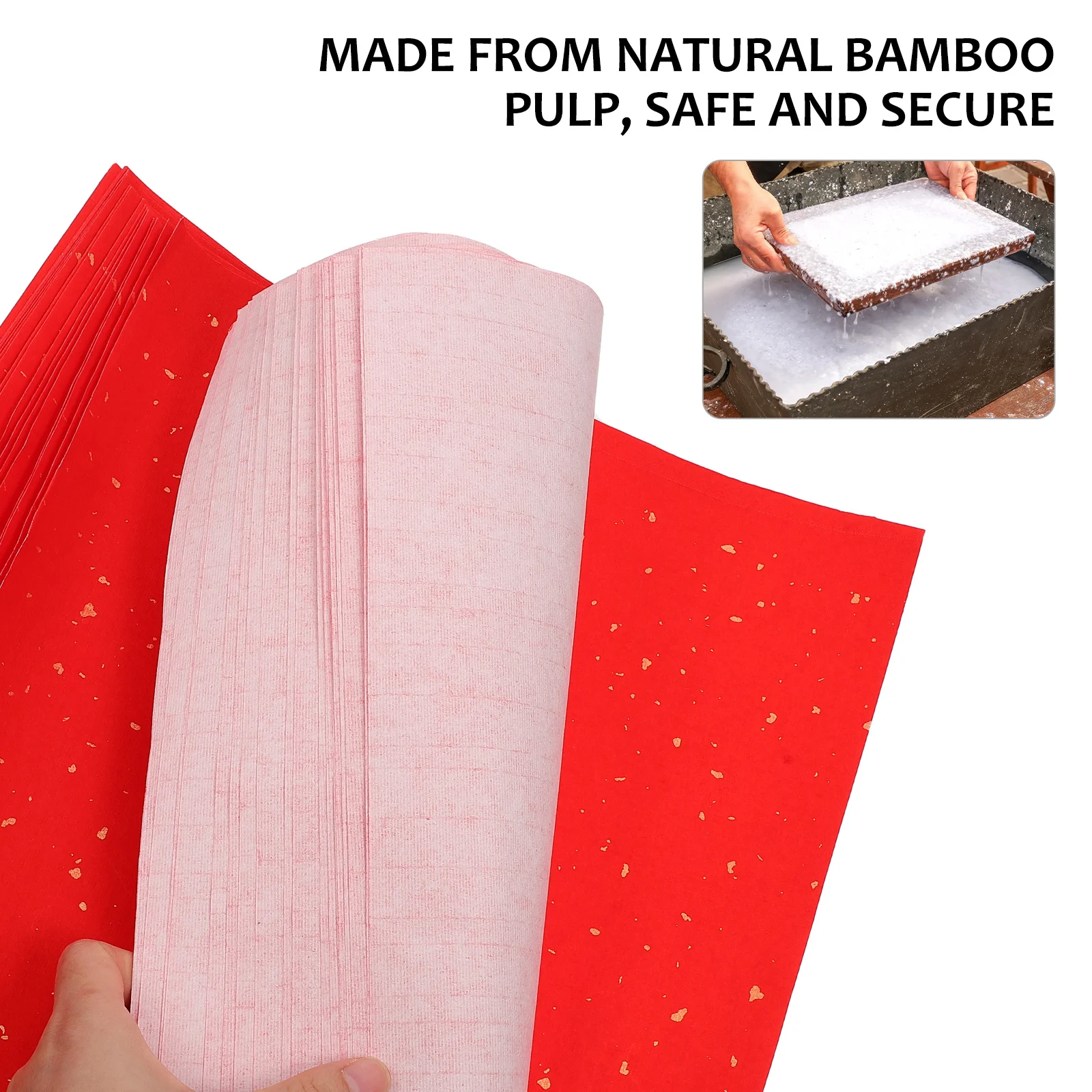 

40 Sheets Ink Brush Paper Red Rice Paper for Fu Character Writing Chinese Spring Festival Blank Xuan Sheet DIY Craft