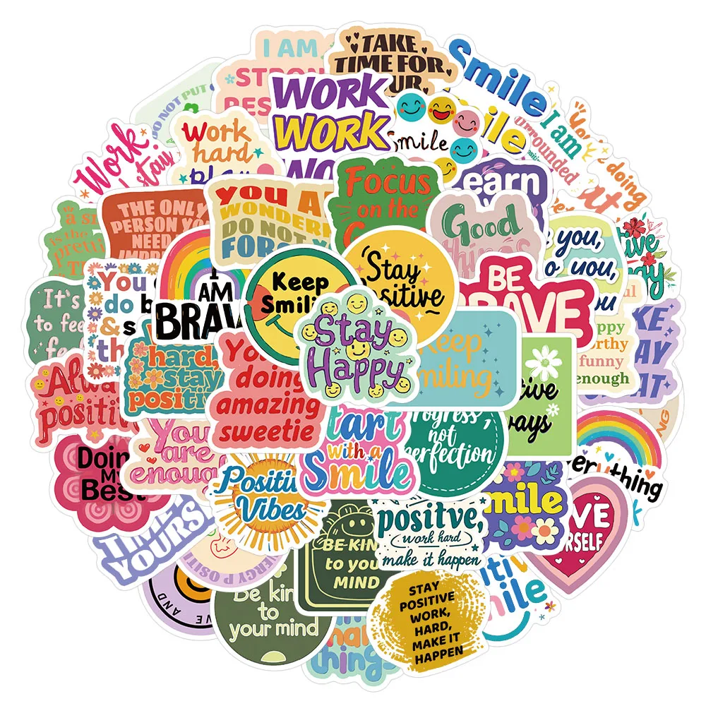 50PCS Creative Positive Confirmation Stickers Phone Cases Computer Skateboards Notebook Desktop Paper Stickers