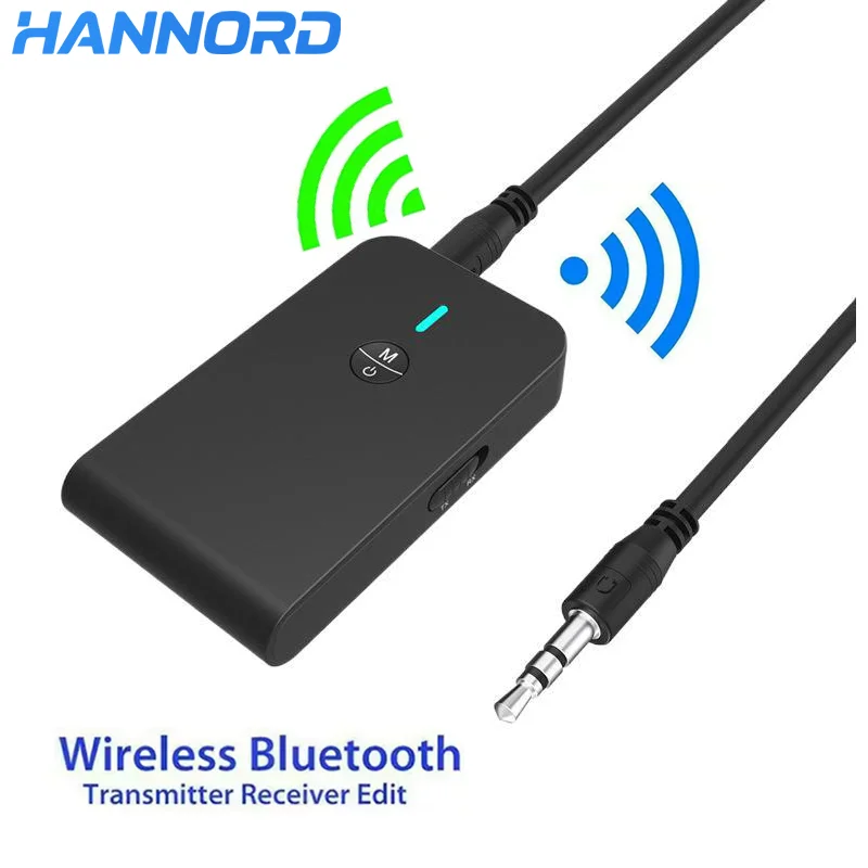 

Hannord 2 в 1 Bluetooth 5.0 передатчик-приемник 3,5 мм Bluetooth-адаптер для автомобильного ТВ, ПК, динамика, наушников с разъемом 3 5 мм Aux