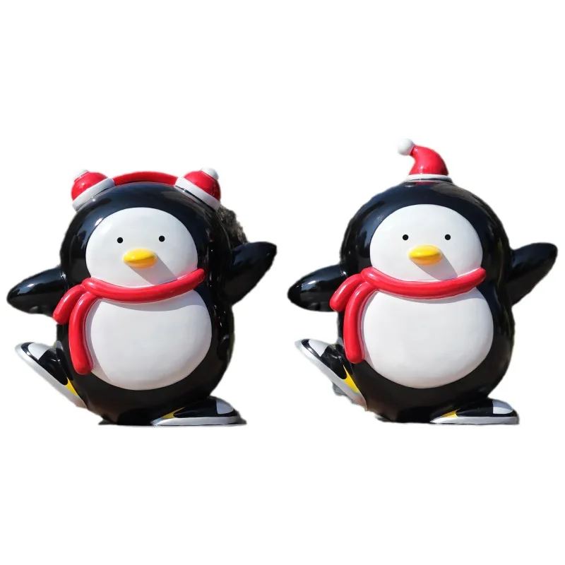 

Cartoon Penguin Sculpture Outdoor FRP Landscape Sculpture Sketch Garden Courtyard Commercial Community Ski Resort Decoration