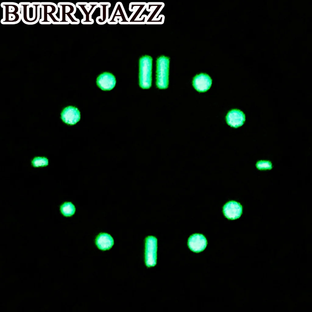 BURRYJAZZ 31mm No Logo NH39 Watch Dials Silver Black Blue Dial Green Luminous 3 O\'clock Case Crown