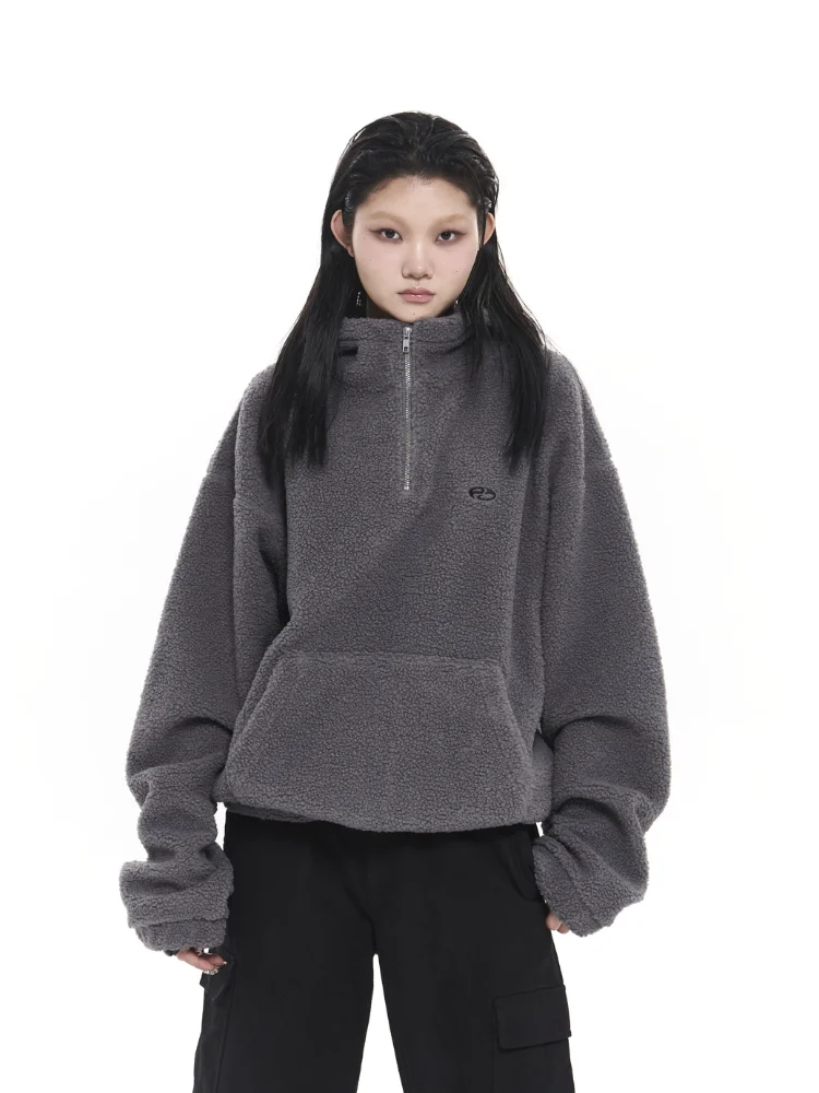 

pH-1 EGO FETCH Fleece Hoodie Cream Grey #035 Autumn Winter Plush Warm Fluffy Korean Velvet Pullover