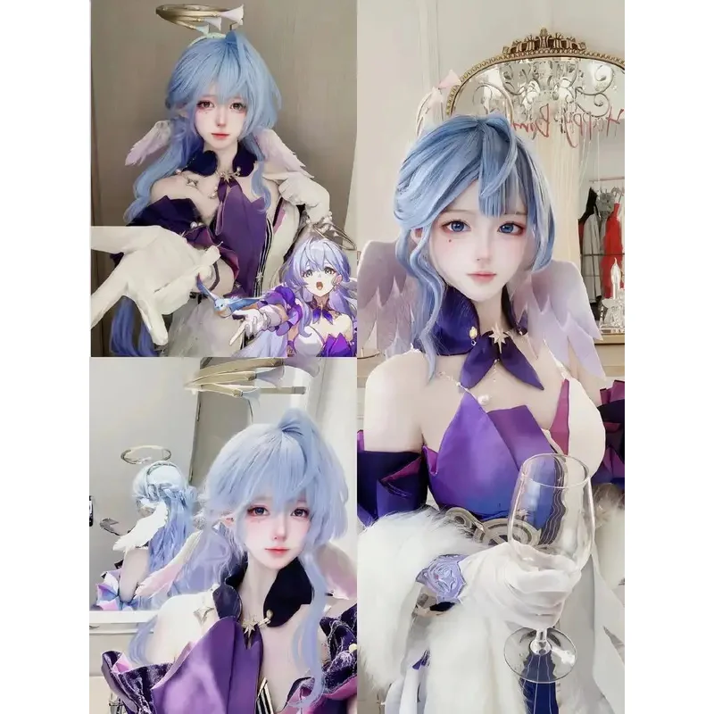 DY20Honkai ستار السكك الحديدية روبن تأثيري حلي مجموعة للنساء ثلاثية الأبعاد مطبوعة أنيمي فستان شعر مستعار وشملت كاملة لعب الأدوار موحدة لفتاة
