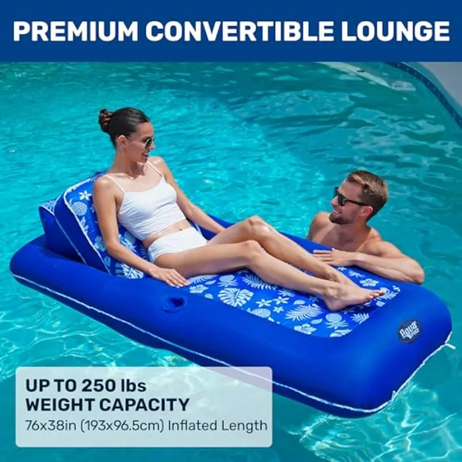 Pool lounge float for adults PVC aqua extra-large with adjustable backrest and cupholder caddy