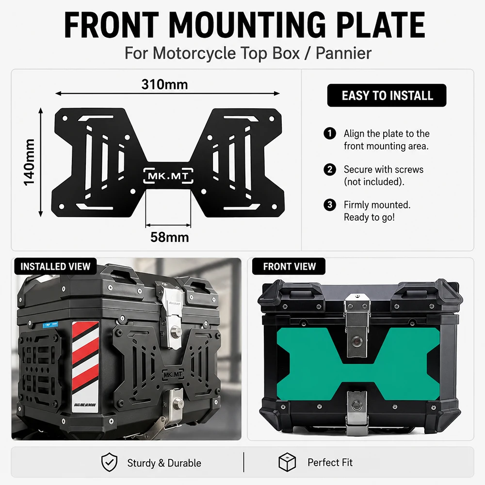 Aluminum Alloy Molle Panel Quick Mount Motorcycle Top Case Universal Tactical Side Box Modular Storage Organizer