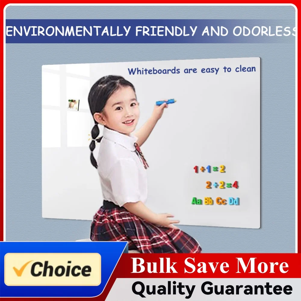 Magnetic White Board Sticker Removable Wall Dry Erase Board Erasable Whiteboard Contact Paper w/ Marker Magnet Eraser