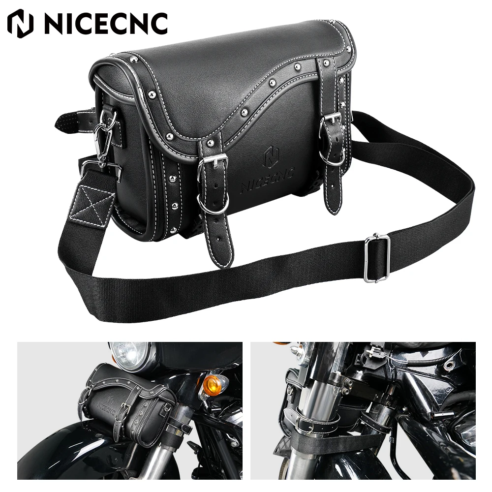 

NICECNC Motorcycle Front Fork Bag PU Leather Waterproof Vintage Saddle Bag Universal Moto For Yamaha Honda CB650r KAWASAKI Z900