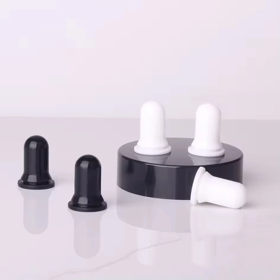 

Caliber Black and White Plastic Perfume Dropper Cap With Bulb Glass Pipette Aromatherapy Oil Bottle Top Rubber Suction Dropper