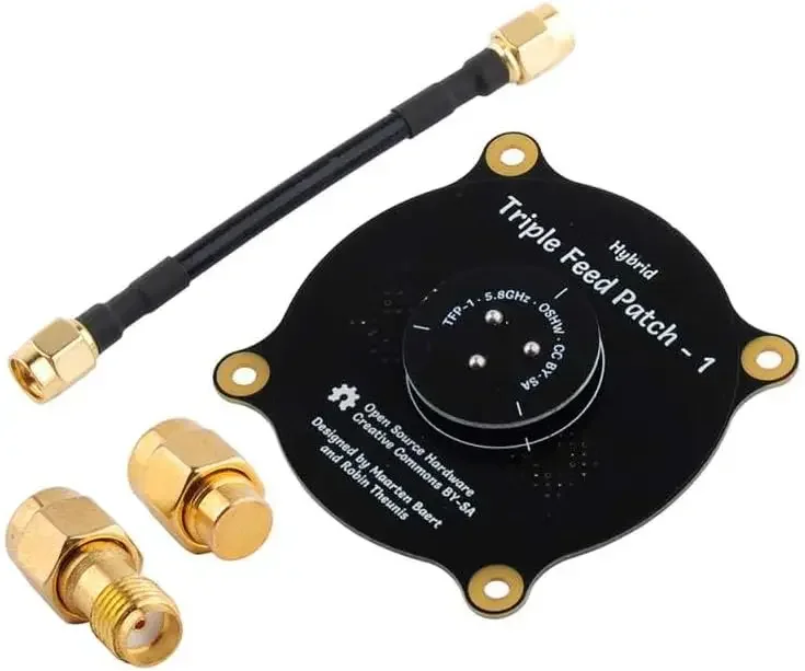Antena de parche de Triple alimentación de 5,8 GHz, antena LHCP RHCP direccional de alta ganancia circularmente polarizada con terminador de carga SM/A de 50 ohmios