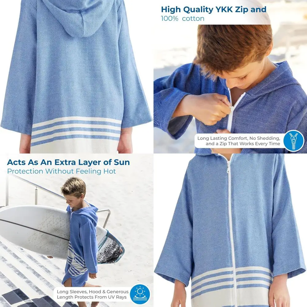 

Children's Lightweight Turkish Bathrobes with Hood and Pockets - Perfect Gift for Kids