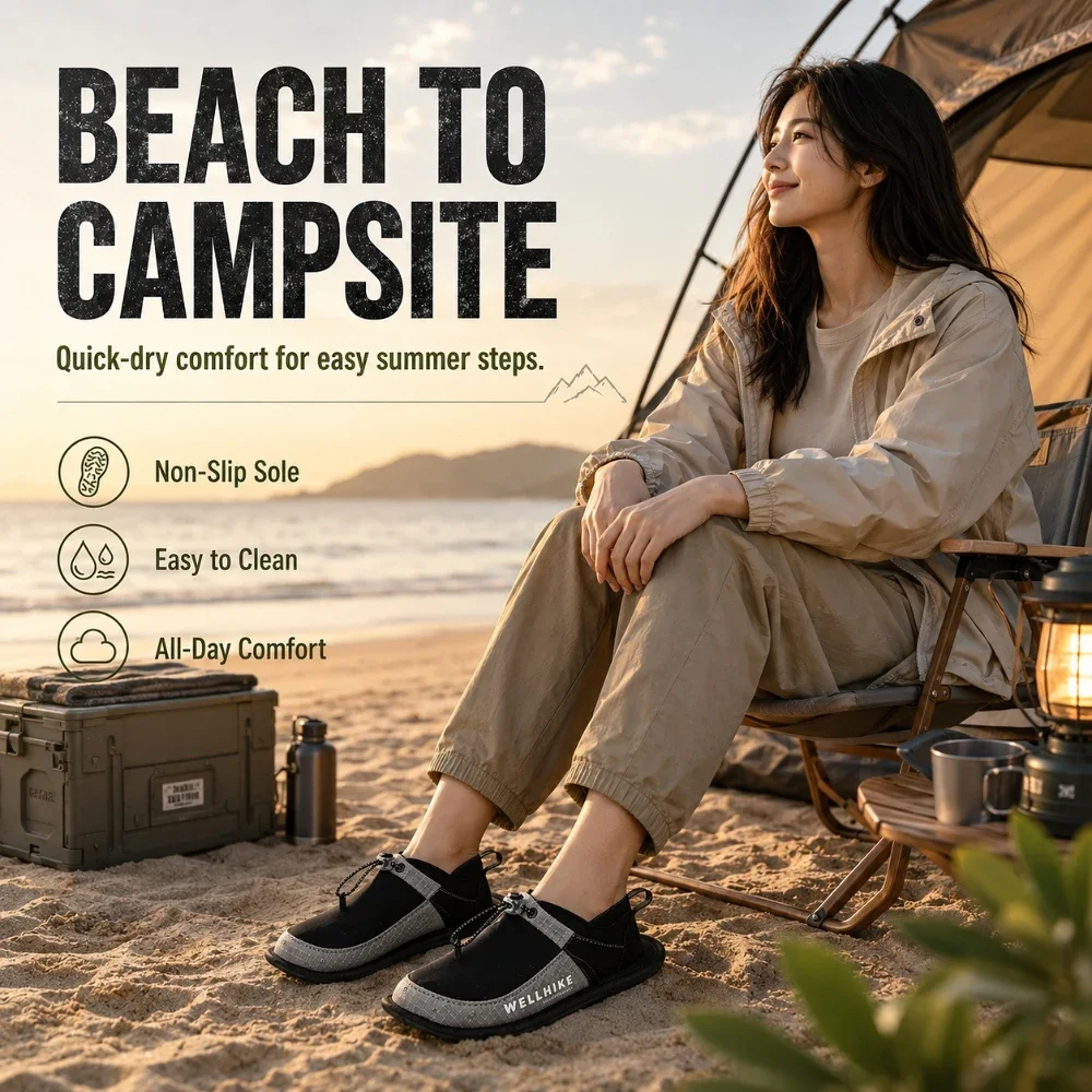 2×Foldable Quick Dry Water Slippers Anti Slip Barefoot Wading Shoes Lightweight Travel Beach Camp Hotel Portable Outdoor Sandals image 4
