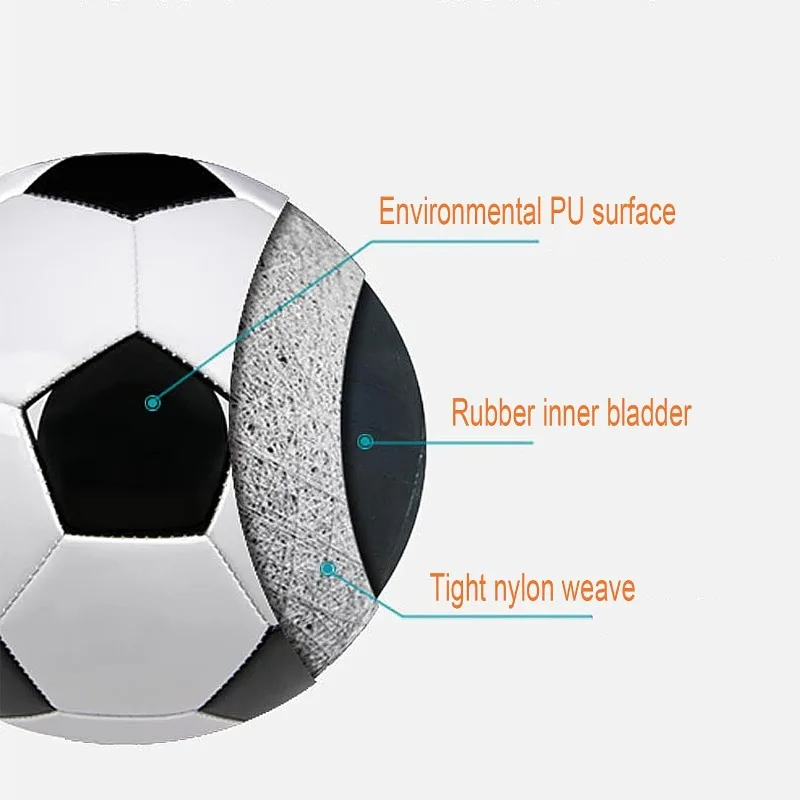 Bola Sepak bola latihan profesional ukuran 3,4,5 bola sepak bola latihan profesional klasik putih hitam tebal PU ketat berombak cocok latihan atau hadiah