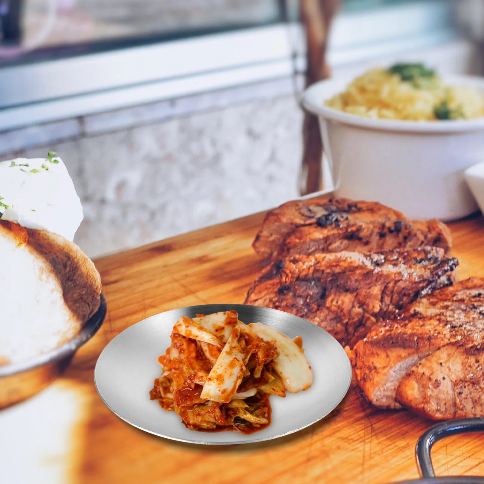 

5Pcs Stainless Steel Mini Round Dishes for Condiments Sauces Elegant Design Ideal for Various Culinary Needs