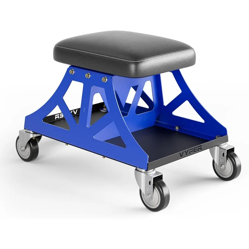 Tools.Low Pro Detailing/Automotive/DIY Garage/Shop Stool with Removable Seat (Black Seat, Blue Frame)