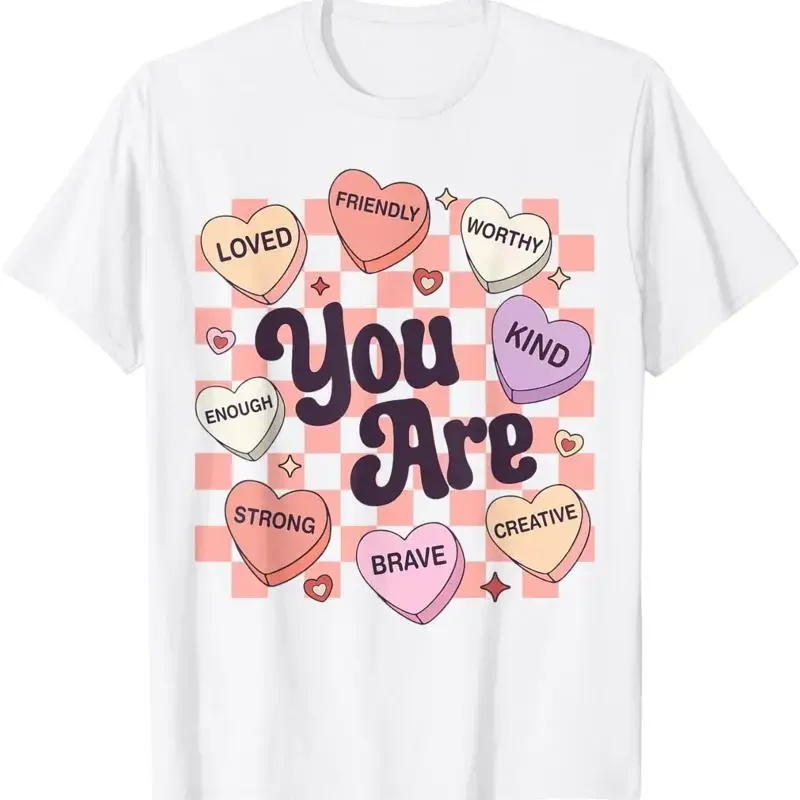 Camiseta con afirmaciones de Candy Heart Teacher para el día de San Valentín, para mujeres y niños