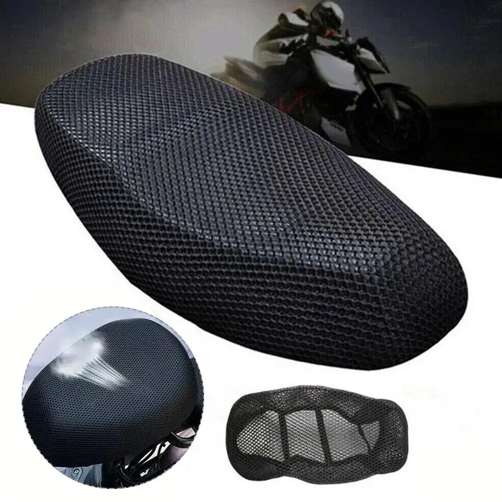 Housses de siège coordonnantes en maille 3D pour moto, cyclomoteur, scooter, noir, coussin de protection de grille, respirant, cool, été