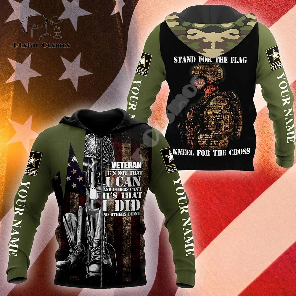 Custom Name Army Military Veteran Soldier Camo Eagle Long Sleeves Tracksuit 3DPrint Pullover Streetwear Casual Jacket Hoodies 29