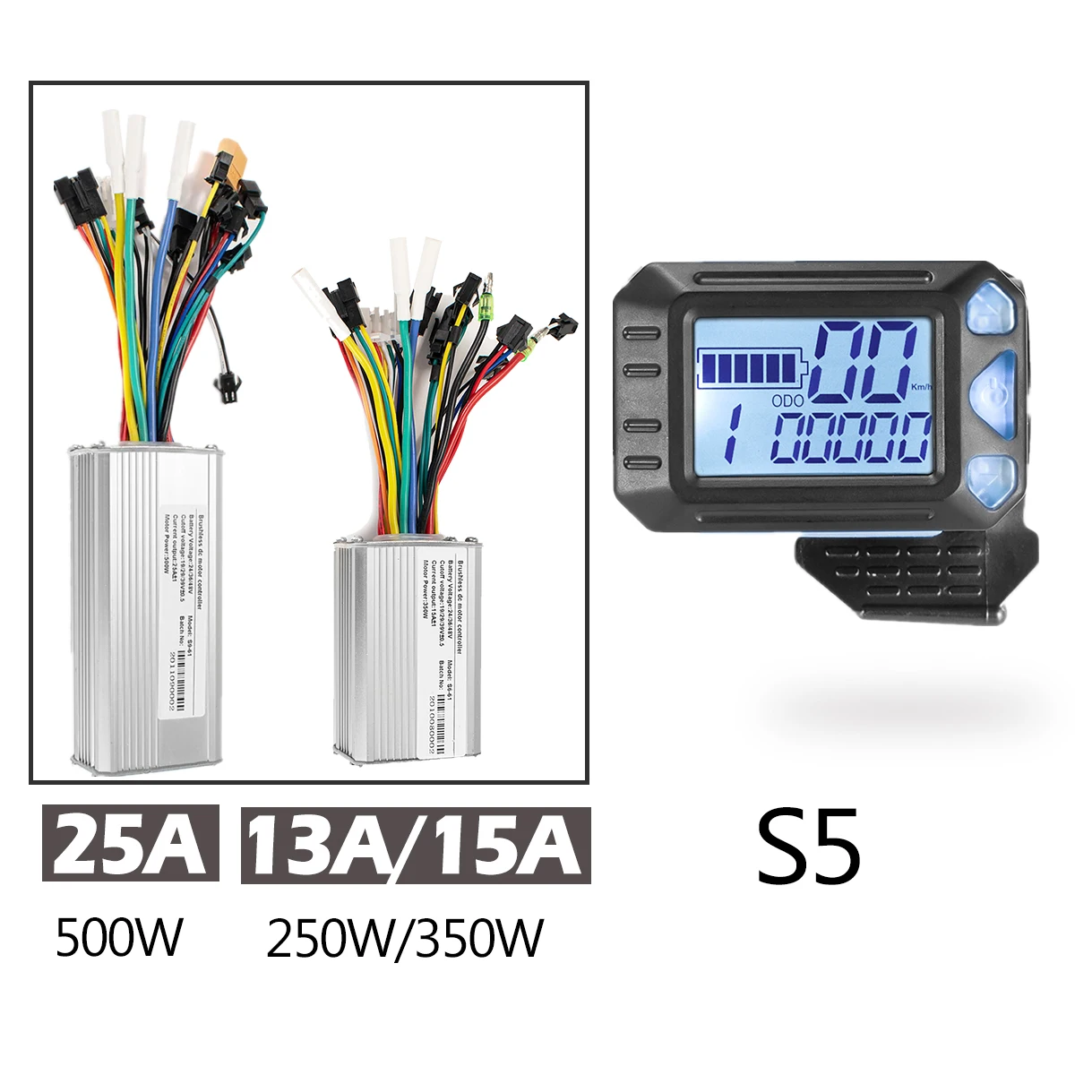 Electric Scooter Controller with LCD S5 Display 500W 350W 250W Brushless Controller 24V36V48V E-bike Accessories Parts