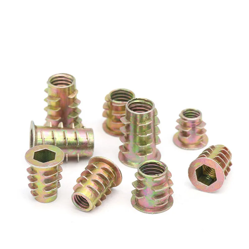 10-50PCS M4 M5 M6 M8 M10 Zinc Alloy Thread For Wood Insert Nut Flanged Hex Drive Head Furniture Nuts M4 M5 M6 M8 M10