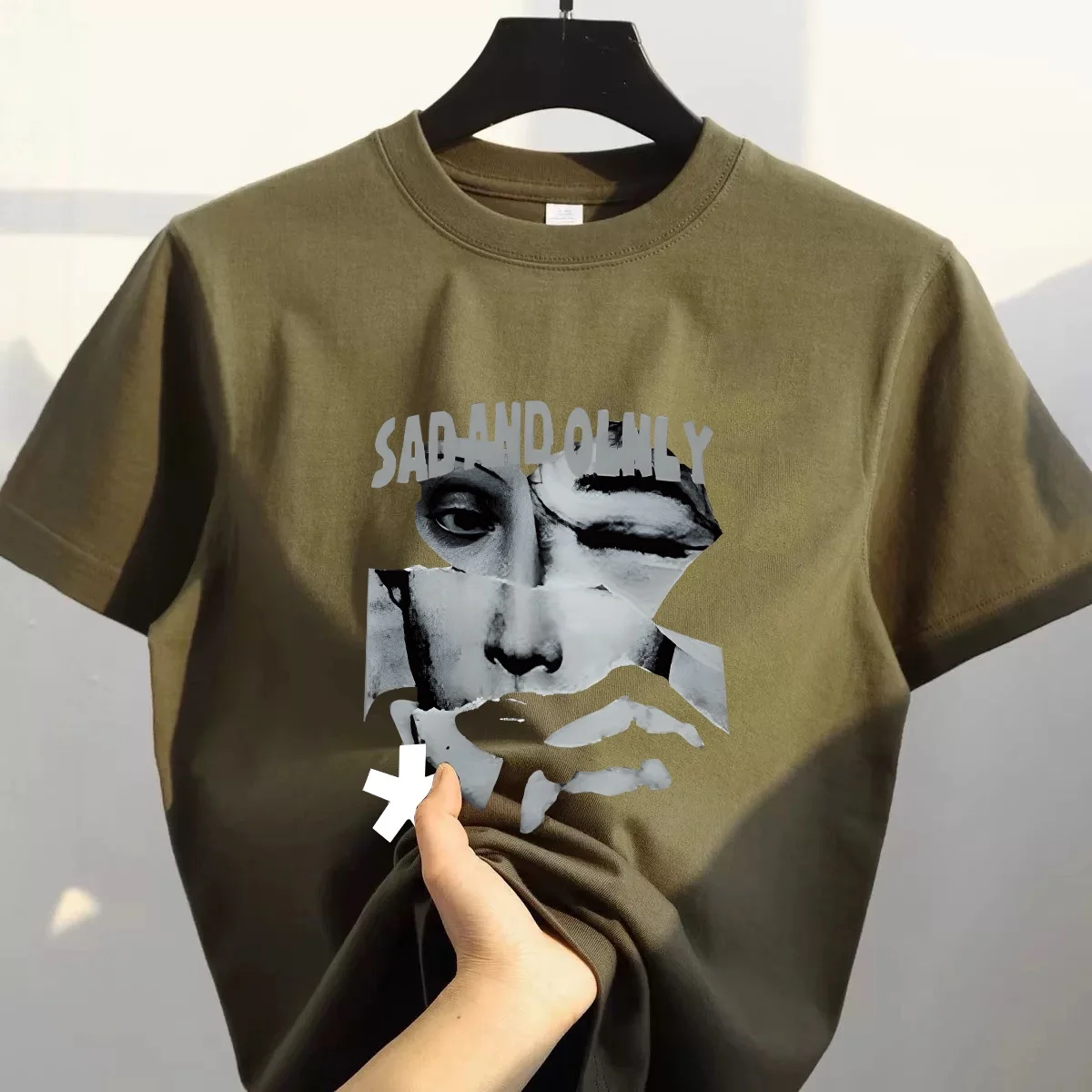 

Новая летняя мужская футболка из плотного чистого хлопка с принтом, в уличном ретро-стиле, свободного кроя, с круглым вырезом и коротким рукавом