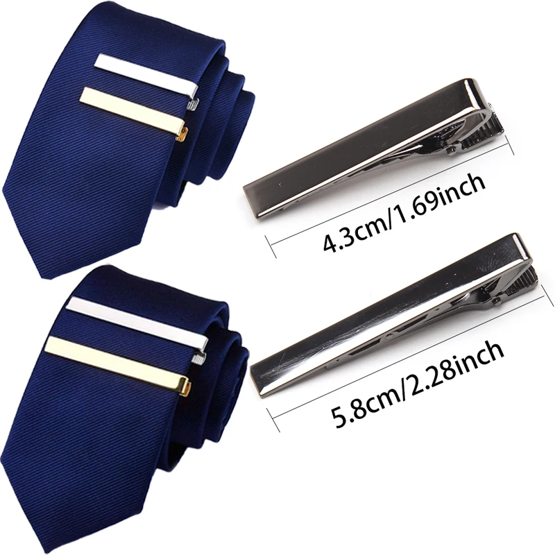 Fashion Style Tie Clip for Men Metal Tone Simple Bar Clasp Practical Necktie Accessories Clasp Tie Pin for Mens Collar Clip