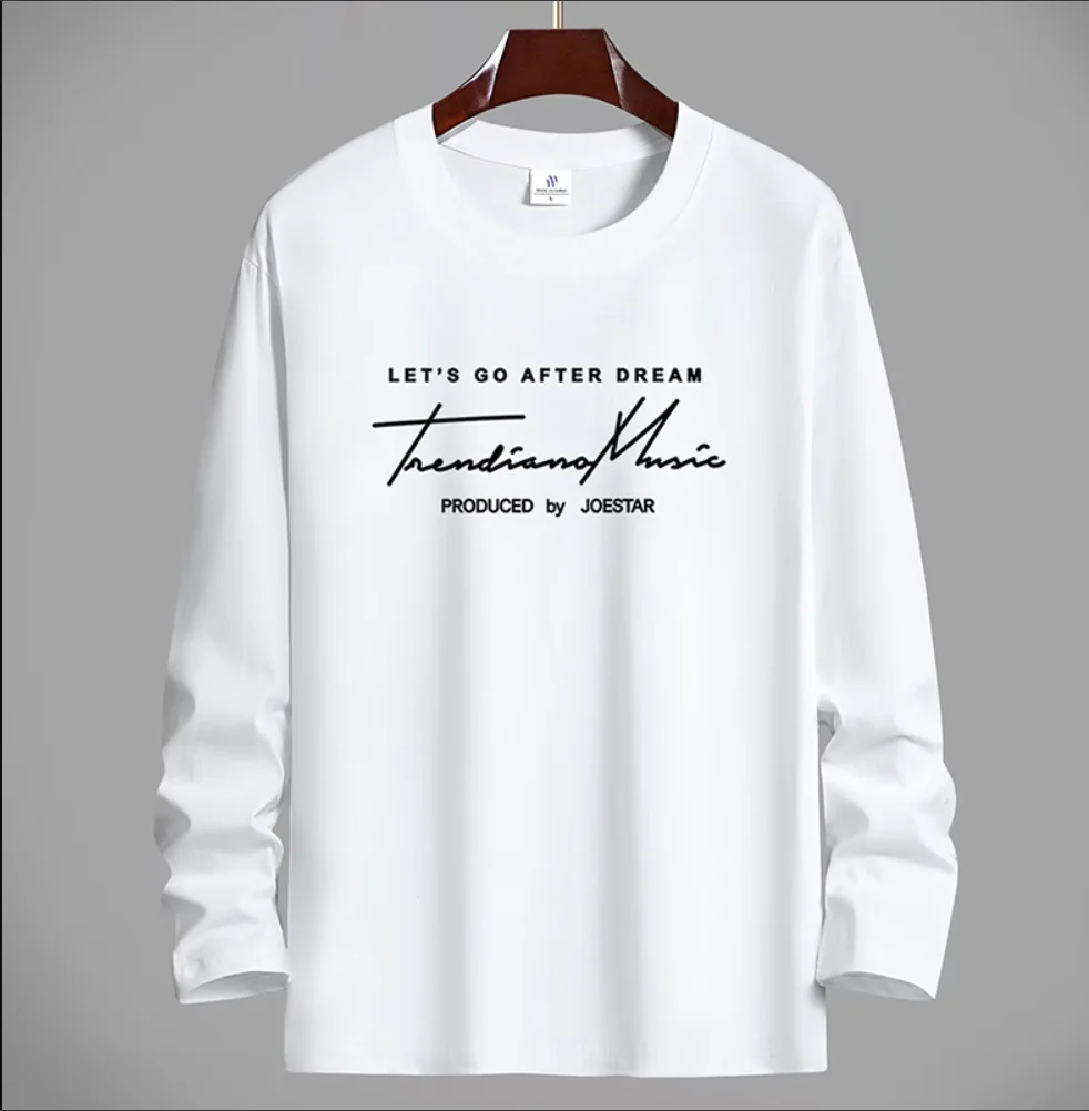 تي شيرت للرجال لخريف 90s ملابس عتيقة بأكمام طويلة تي شيرت جرافيك Let's Go After Dream Tiankong Music من إنتاج Jiaoyou