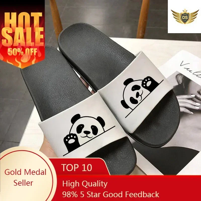

Kawaii Panda Cartoon Printing Couple Shoes Indoor And Outdoor Women Slippers Shoes For Women Fashion Thick Soles Slippers