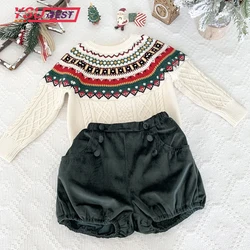 Christmas Winter Children's Sweater Cotton Baby Boy Girl Knitted Sweater Long Sleeves Autumn Warm Cartoon Baby Christmas Clothes