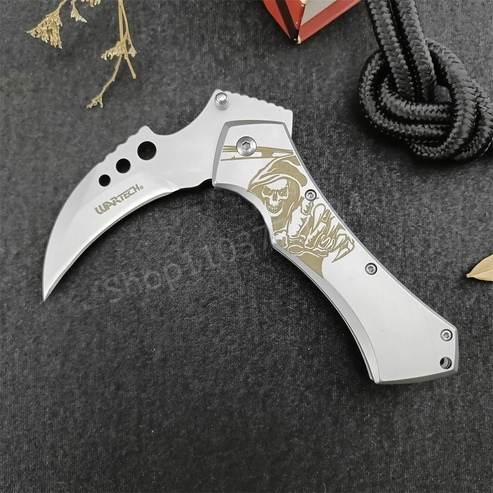 Wartech Scythe Ninja Folding Blade Knife 420 Steel Karambit Knives Outdoor EDC Camping Hunting Survival Camping Hunting Tools