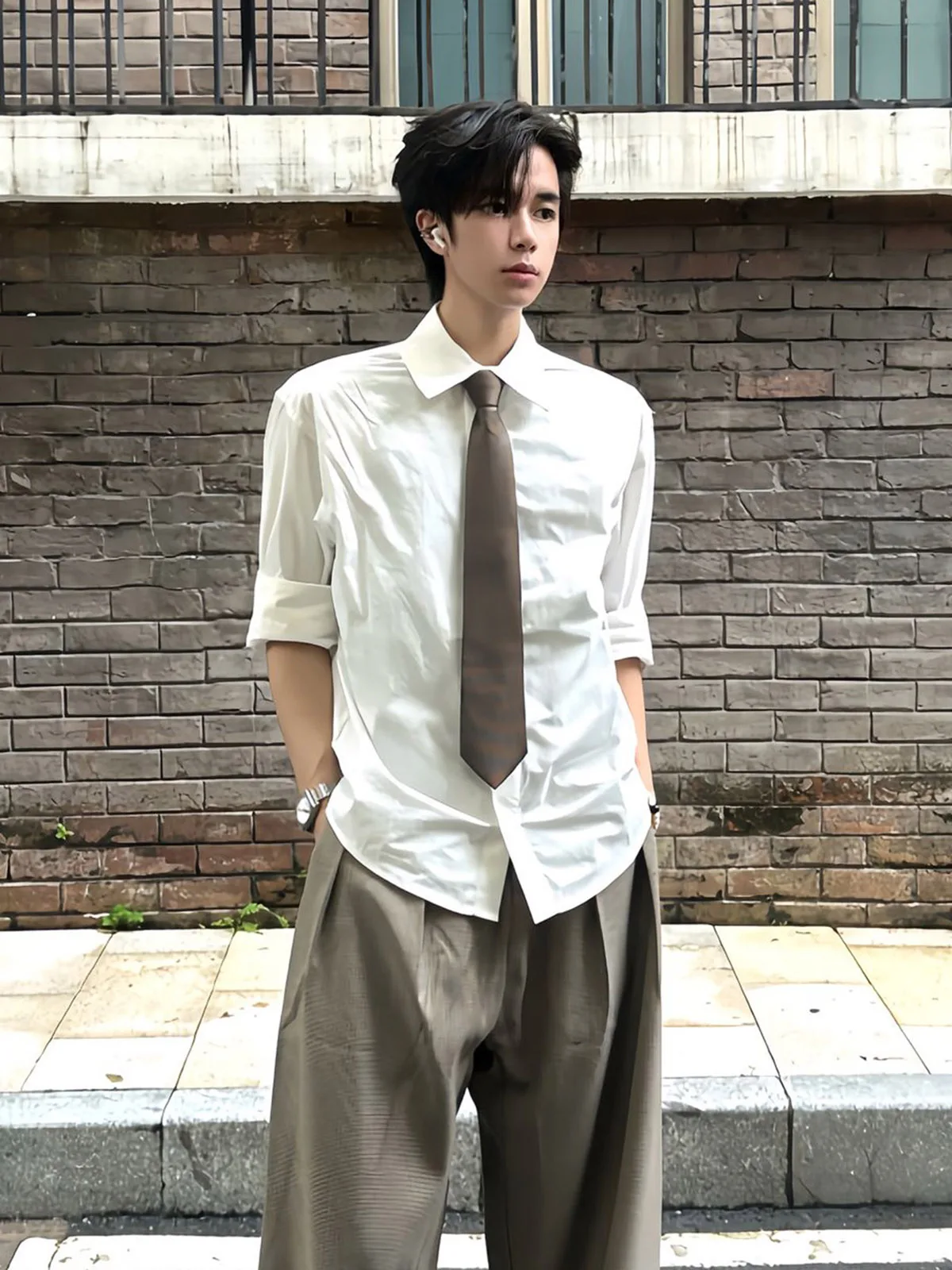 Spring 2026 White Long Sleeve Shirt Cleanfit Suit Inner Wear Shirt Jacket for Men And Women Standard Fit Casual Style Pure Color