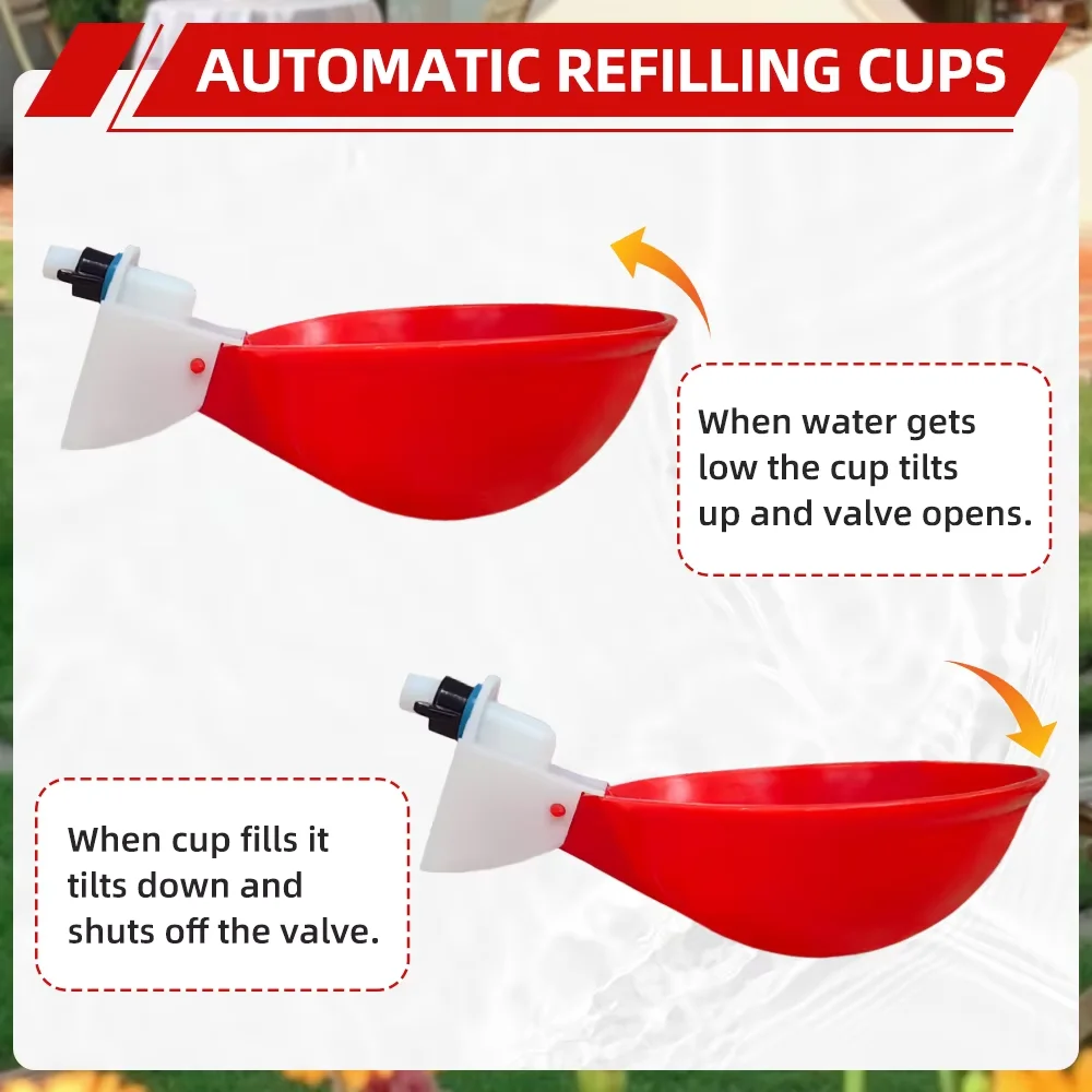 5/10/20 PCS Automatic Chicken Drinking Bowl Drinking Water Quail Poultry Water Dispenser Duck Pigeon Free Range Chicken Larger