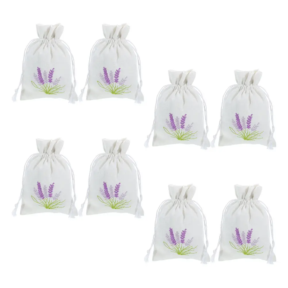 8Pcs Sachet Bags Empty Lavender Pattern Small Drawstring Pouches for Wedding Party DIY Crafts Aromatherapy Storage