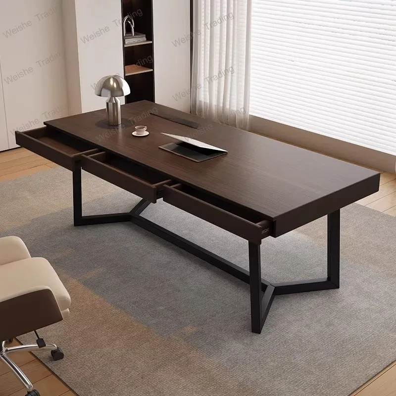 

Minimalist all solid wood desk and chair combination modern simple home bedroom study writing desk desk