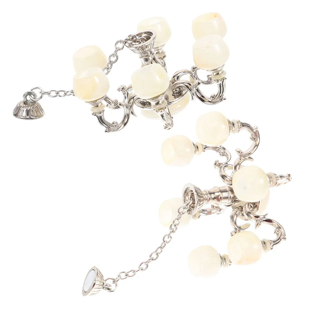 

Набор из 2 миниатюрных подвесных светильников в винтажном стиле из сплава для миниатюрных домиков, витрин, декоративных элементов и реквизита