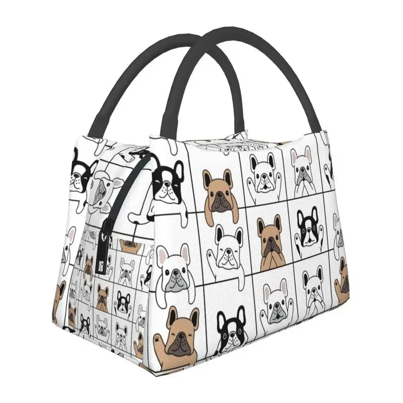 

Custom Cute French Bulldog Puppy Lunch Bags Men Women Thermal Cooler Insulated Lunch Boxes for Office Travel