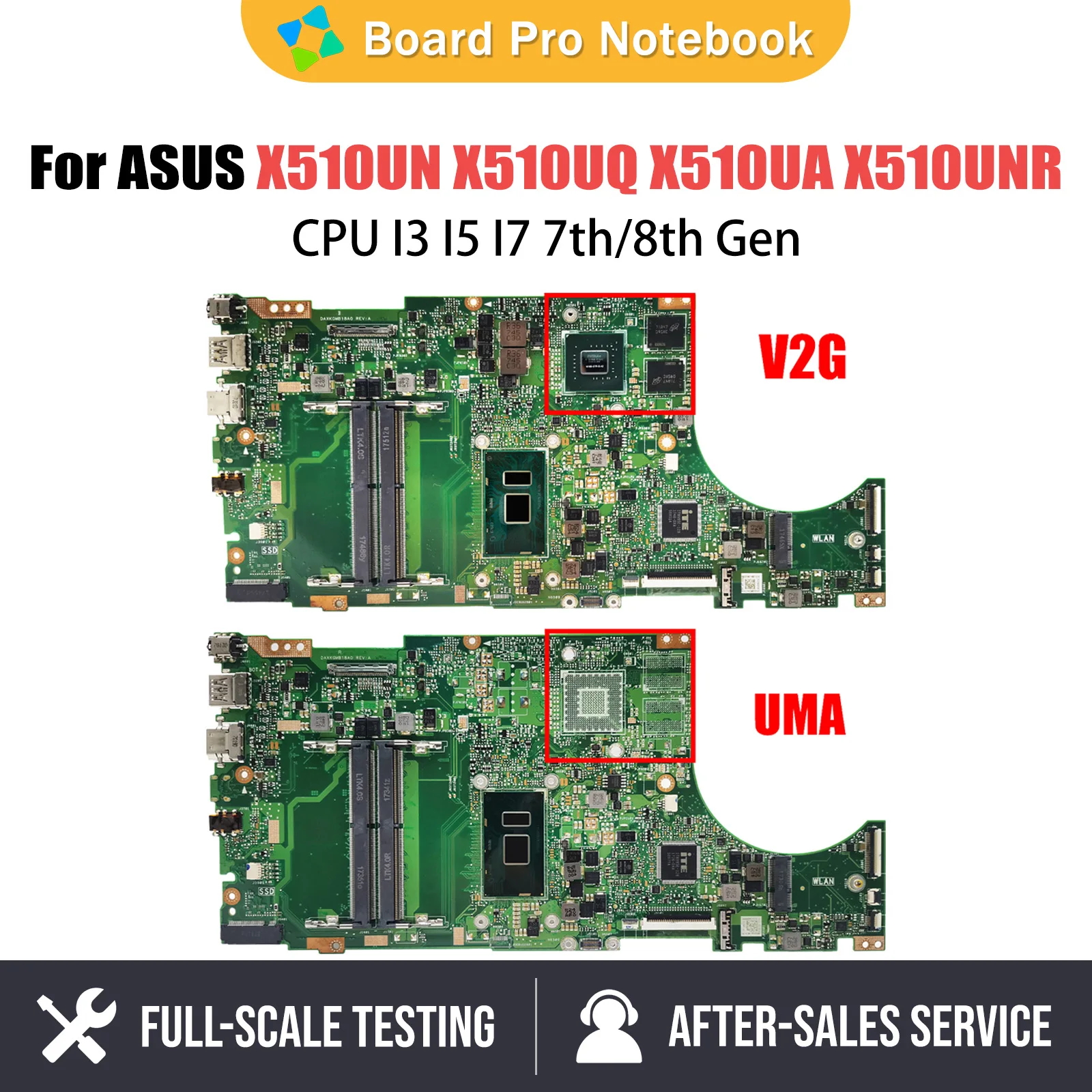 

X510UN Mainboard For ASUS X510UQ X510UA X510UNR X510UF F510U VM510UA X510UR S510UN S5100U Laptop Motherboard CPU I3 I5 I7 7 8th