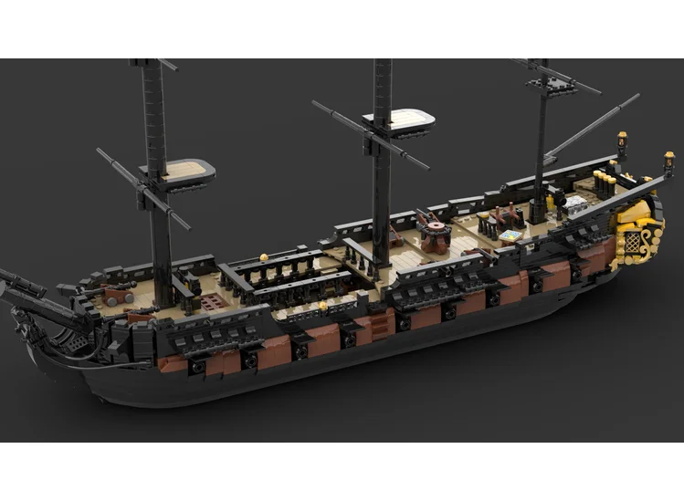 

Small particle MOC building scene Pirate ship oar Liberty assembled toy model Boy birthday gift Children's Day