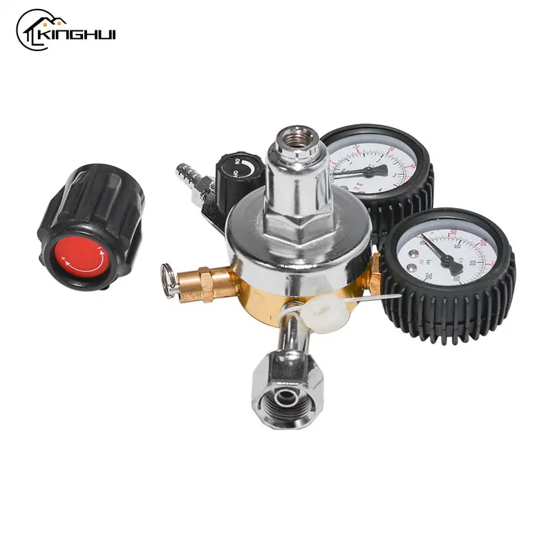 CO2 Gas Bottle Regulator Carbon Dioxide Pressure Reducer For Beverage Beer W21.8 Double Gauge Regulator Measuring Instrument