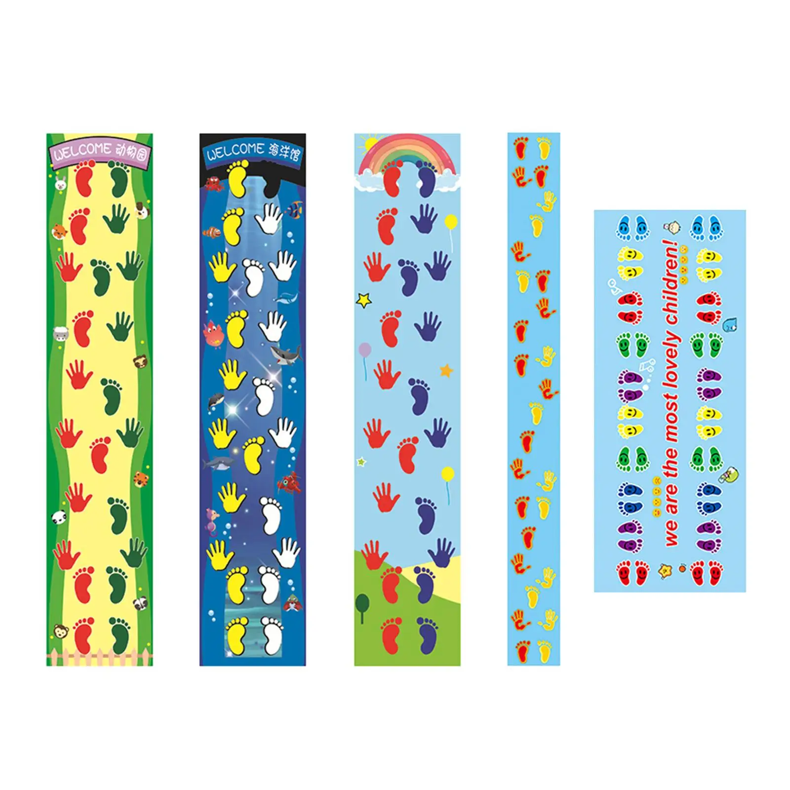 قواطع اليدين والأقدام، فتحات بصمات اليد الملونة لغرفة اللعب المدرسية للأطفال