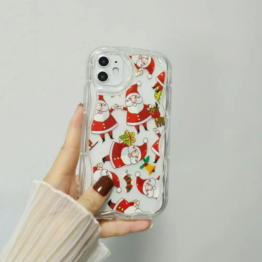 Santa Claus Elkคริสต์มาสสําหรับIPhone 15 Pro Max 16 14 13 11 12 Mini 7 8 Plus X XS XRฝาครอบCouqeซิลิโคน