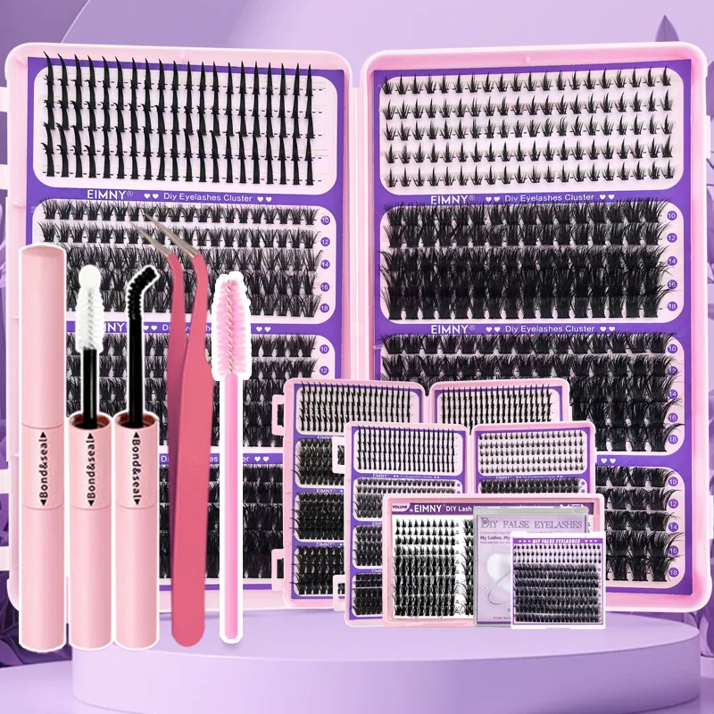 DIY Wimpernverlängerungs-Set Flauschige Volumen-Einzelwimpern 40-100D+Fairy Lash+Unterwimpern Wiederverwendbare Wimpern für Anfänger für den Täglichen Gebrauch