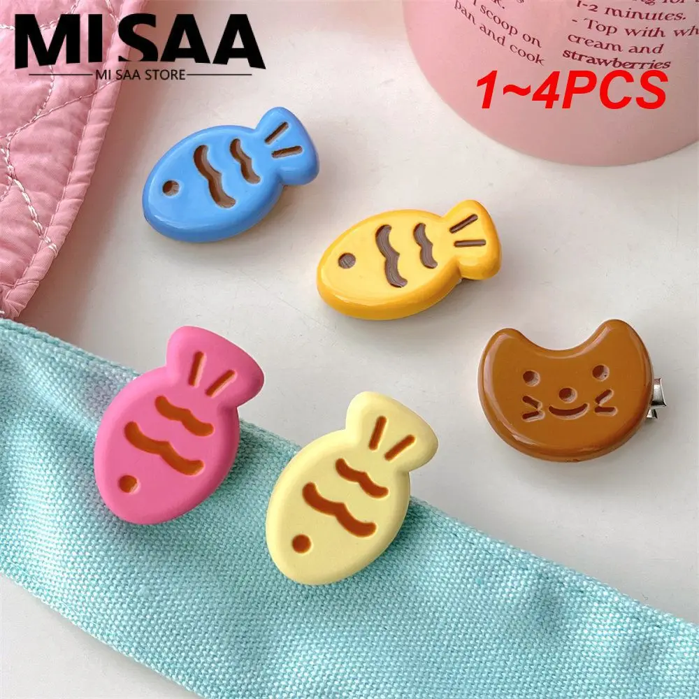 1~4PCS Fish-shaped Hairpin Simple Design Not Easy To Break Snapper Sweet Fashion Hair Accessories Candy-colored Hairpin